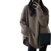 Outono e Inverno Novo Suéter Feminino Mid-length Estilo Preguiçoso High-end Francês Base Suéter Vermelho Macio Encerado Gola Redonda