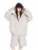 2026 Nueva Chaqueta Cardigan con Cremallera de Tres Rayas Estilo Coreano para Mujer, Corte Holgado, Conjunto Deportivo Casual con Capucha para Protección Solar