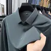 Camisa de manga larga para hombre de alta calidad, sin costuras, elástica, nueva para primavera/otoño, color liso, estilo business casual, no necesita planchado, para hombres de mediana edad
