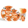 Platos de Papel Desechables, Servilletas, Vasos de Papel, Set de Accesorios de Decoración de Escena Temática de Fantasmas de Halloween Transfronterizo