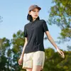 Camisetas Polo de Seda Gelada Sem Costura para Homens e Mulheres Roupas de Trabalho Finas Business Casual Elásticas Respiráveis de Manga Curta Modelos para Casais