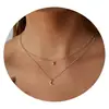 Collar de Diamantes con Colgante Elegante en Forma de Hoja Transfronterizo para Uso Diario Cadena para Clavícula Joyería Nueva para Mujer Venta al por Mayor
