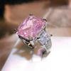 Anillo Cuadrado de Diamante en Polvo de Topacio Imitación Mismo Estilo Celebridad de Internet Transfronteriza Anillo de Diamante de Zirconia Microincrustado Simple para Mujer Joyería
