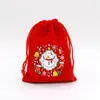 Bolsa de Terciopelo Navideña al por mayor Transfronteriza Bolsa de Regalo Navideña Bolsa para Manzana de Nochebuena Bolsa de Regalo Grande de Dulces Rojos