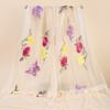 Novo Lenço Bordado Estilo Coreano Dupla Camada Beleza Gaze Lenço Feminino Renda Emendada Rosa Borboleta Fabricante Comércio Exterior