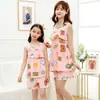 Pijama de Verano para Niñas, Camisón de Seda Helada, Camisola sin Mangas, Conjunto Casual de Ropa de Casa de Verano para Mujer, Conjunto de Ropa de Verano con Aire Acondicionado