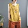 Verano Madre 2024 Nuevo Algodón Lino Chaleco sin Mangas Moda para Mujer Holgado Cubre Carne Adelgazante Combinable Camiseta Mujer