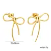 Pendientes de Acero Inoxidable con Forma de Lazo para Mujer, Best-Selling Transfronterizo de Amazon, Joyería de Pendientes con Lazo de Lujo Ligero y Temperamento Exquisito