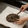 Cuchillo de Té Hecho a Mano de Acero de Damasco Moke, Cono de Té y Herramienta para Abrir Té Hechos de Bambú Xiangfei, Accesorios de Ceremonia del Té de Gama Alta