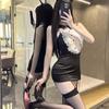 Roupa de Dormir Sexy com Estilo Puro e Sedutor, Uniforme de Menina Coelho com Renda de Alta Qualidade nas Costuras, Decote Halter e Vestido Curto Bodycon