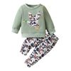 Otoño 2025 Nuevo Sudadera Bordada de Animales de Granja Lindos para Bebé Niño Pantalones Camuflaje Traje de Ropa para Casa