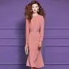 Vestido Bordado Original Feimengyi para Mulheres, Manga Longa, Temporada de Primavera, Único e Elegante, Ajuste Slim, Vestido Profissional Cauda de Peixe