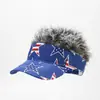 Gorra de Béisbol de Cabello Falso Realista Transfronteriza Europea y Americana con Diseño de Bandera Estadounidense y Estrellas, Gorra Personalizada para Fanáticos del Mundial
