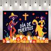 Paño de Fondo Nuevo de Halloween Transfronterizo Decoraciones de Calaveras Bandera Tapiz Paño de Pared Banner Mexicano del Día de Muertos
