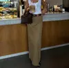 Saia Feminina Transfronteiriça 2025 Nova Elegante para o Trabalho de Alto Padrão Simples Versátil com Fenda Cintura Alta Quadril Longa