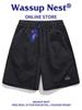 Pantalones cortos de trabajo de marca de moda de verano Wassup para hombre, nuevos pantalones casuales deportivos rectos y sueltos de secado rápido de seda de hielo que combinan con todo.
