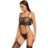 Lingerie Sexy Transparente Transfronteiriça Sexy Abertura Livre Gola Halter Meias Listras de Amor Tubinho Meia de Rede Preta Vazada