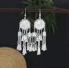 Pendientes Miao Étnicos de Borla Larga Estilo Nuevo, Pendientes Exagerados de Declaración de Moda Estilo Étnico de Plata Miao de Lujo Ligero