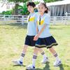Uniformes Deportivos de Verano Bordados en Rosa para Estudiantes de Primaria y Secundaria, Uniformes de Jardín de Infancia, Uniformes de Clase para Niños, Conjuntos de Bloques de Color Rayados