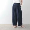 Pantalones Anchos Casuales Versátiles Plisados Simples de Primavera y Verano para Mujer, Estilo Japonés y Coreano Rakuten, Talla Pequeña
