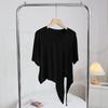 Diseño Camiseta Modal Suave para Mujer Verano Manga Corta Holgada Irregular Corta Estilo Puro Top para Mujer