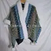Capa com gola de pele estilo étnico feminina para viagem casaco com gola de pele grossa bola pendurada fabricantes de Yunnan Dali