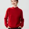 Suéter de Tricô Fio Fancy GNC 25% Seda de Amora 75% Caxemira Feminino Gola Alta Meia-calça Manga Raglan Camada Base Grossa