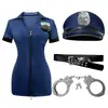Uniforme Cosplay de Policía Sexy, Cremallera Profunda en V de Puro Deseo Falda Corta, Accesorios de Esposas, Atuendo Atmosférico de Policía