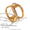 Moda Europea y Americana Popular de Nicho Joyería de Mano Acero Inoxidable Chapado en Oro de 18K Micro-incrustado Anillo Cruz Geométrico Corazón para Mujeres