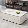 2026 Nova Mesa de Centro e Rack para TV em Pedra Sinterizada Estilo Creme para Sala de Estar, Design Moderno Simples para Apartamentos Pequenos, Formato Retangular Popular