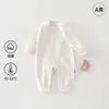 Mameluco de Algodón Puro Color Otoño para Niños y Niñas, Ropa Interior de Manga Larga Estilo Coreano para Gatear, Ropa Clase A para Bebés