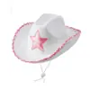 Sombrero de Vaquero Rosa Listo para Usar del Fabricante, Sombrero de Vaquero de Estrella de Cinco Puntas, Sombrero de Vaquero con Borde Plateado de la Bandera Estadounidense, Sombrero de Vaquero con Lentejuelas