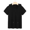 Playera con Capucha para Mujer Algodón Mercerizado de 80 Hilos Elegante Ins Super Caliente Trendy Moda Primavera y Verano Manga Corta Una Pieza Envío Directo 6736