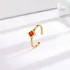 Anillo Popular Transfronterizo de Acero de Titanio Abierto de Circonia Colorida para Mujer, Anillo de Oro de 18 Quilates que No se Desvanece, Moderno y Versátil