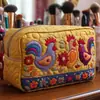 Bolso acolchado con patrón de pollito lindo transfronterizo, bolsa de cosméticos multifuncional, impresión digital, directo del fabricante