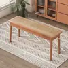 Popular Banco Nórdico de Madera Maciza y Ratán Taburete Redondo Moderno Simple Taburete de Noche Taburete para Cambiarse los Zapatos Silla de Comedor para Sala de Estar B&B Hogar