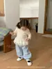 Ropa para Niños Jenny Otoño e Invierno Trajes para Niñas Bebés y Niños Pequeños Estilo Coreano Terciopelo Mangas Largas Tops Dobladillo de Encaje Ropa