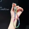 Pulsera de cadena cuadrada tachonada de diamantes de moda para mujer, cordón de teléfono corto portátil anticaída, estilo versátil