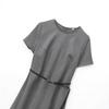 1447-2024 Ropa Nueva para Mujer Estilo Europeo y Americano Cuello Redondo Color Sólido con Cinturón Vestido Slim Fizi