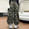 Mono Camuflado para Niñas Primavera y Otoño 2026 Nuevo Bolsillos Grandes Pantalones de Pierna Ancha Niños Medianos y Grandes Pantalones Rectos Holgados Pantalones Largos