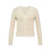 Cardigan de punto brillante de seda genuino marca Gejia Verano 2026 Cárdigan de punto con cuello en V Chaqueta protectora solar Exterior fino de Tencel