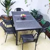 Conjunto de Mesa e Cadeiras de Composto Madeira-Plástico para Exterior Pátio Impermeável Protetor Solar Anticorrosão Madeira Varanda ao Ar Livre Jardim Café Conjunto Completo de Mesa e Cadeiras