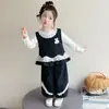 Conjunto para Meninas Início do Outono Roupa Infantil 2026 Nova Moda Estilo Francês Pequena Princesa Colete de Renda Calça Conjunto de Três Peças