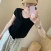 Camiseta de punto de manga corta tie-dye clásica, nueva de verano 2026, estilo coreano, versátil, casual, elegante, ligera, para mujer