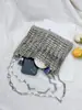 2025 Bolso de Mano de Hierro Tejido a Mano Brillante Plateado de Gama Alta Bolso para Teléfono Móvil Correa Larga para el Hombro Bolso de Hombro Único Cruzado