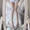 Medias Blancas de Seda por Encima de la Rodilla para Mujer, Lujuria Pura Sexy Celebridad de Internet 8D Aceite de Caballo Seda Negra Encaje Antideslizante Muslo Calcetines por Encima de la Rodilla Jk