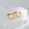 Pendientes de cabeza de tigre de calcedonia blanca para mujer, pendientes de piedra de ojo de gato retro, diseño de nicho, temperamento de moda, zodíaco, combina con todo para uso diario.