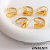 Anillo abierto plano minimalista de estilo ins europeo y americano con forma especial, acero de titanio chapado en oro de 18k, anillo de cola con proceso de fundición A156