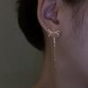 Pendientes de plata 925 con borla larga y lazo de circonita, elegantes, ligeros, de lujo, sencillos, estilo retro.
