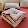 Nuevo Juego de Colcha de Algodón Puff de Verano de Cuatro Piezas Estilo Encaje de Algodón Lavado Colcha Fresca de Verano Dormitorio de Estudiante Colcha para Aire Acondicionado Colcha Infantil